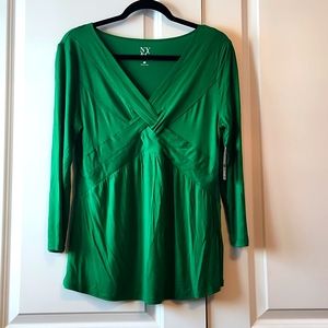 Green v-neck blouse M by NY&C